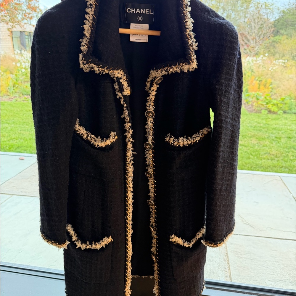 CHANEL Black Jacket with Cream Detailing